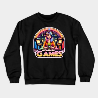 Retro Gaming Women in Games - Arcade Dreamer Gamer Girl Crewneck Sweatshirt